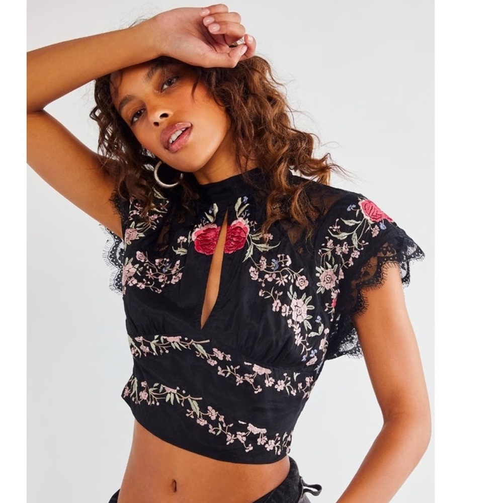 Free People Chiara Embroidered Top
